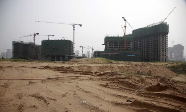 Construcción en Yulin, provincia de Shaanxi (China)