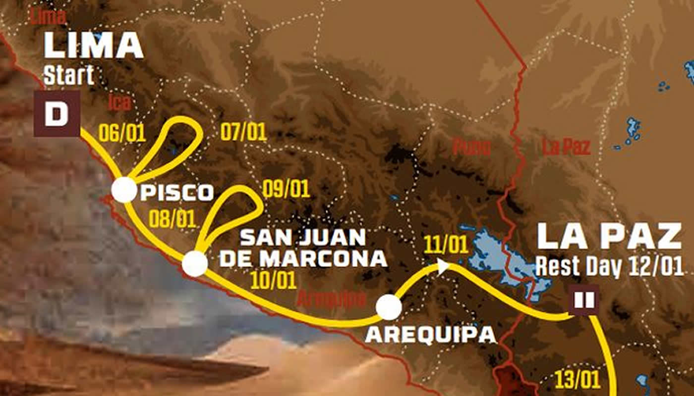 Estas son las etapas del Rally Dakar 2018