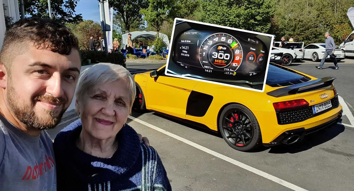 Un piloto llevó a su abuela en una carrera a 300 km/h