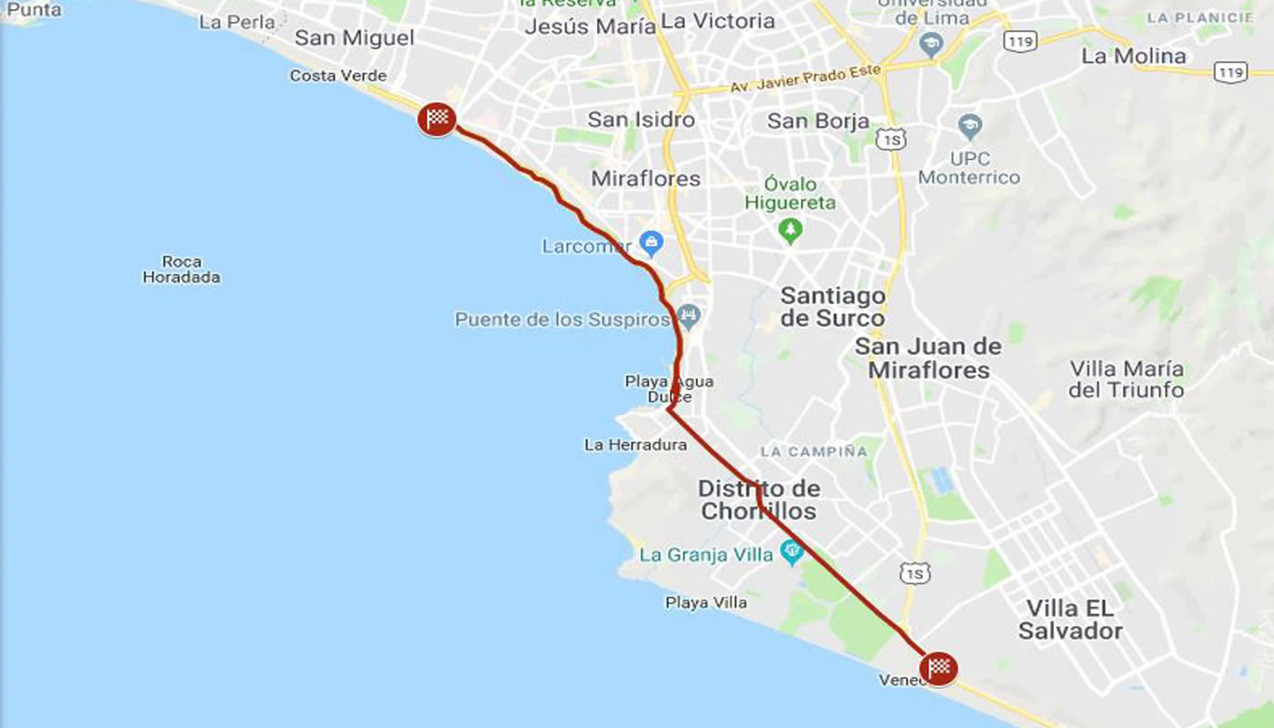 Esta es la ruta que seguirán los pilotos este lunes en Lima
